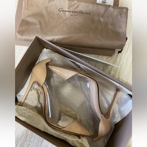 Gianvito Rossi Plexi Patent Leather Pumps Beige Size 37